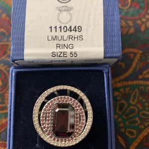 NWT Swarovski rhodium-plated ring Amethyst crystal